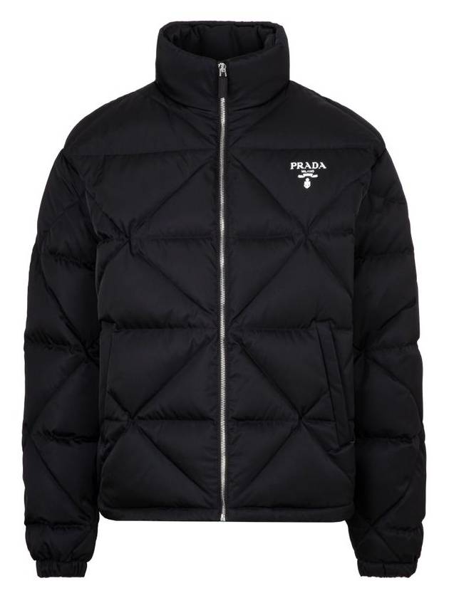 Re-Nylon Logo Quilted Puffer Padding Black - PRADA - BALAAN.