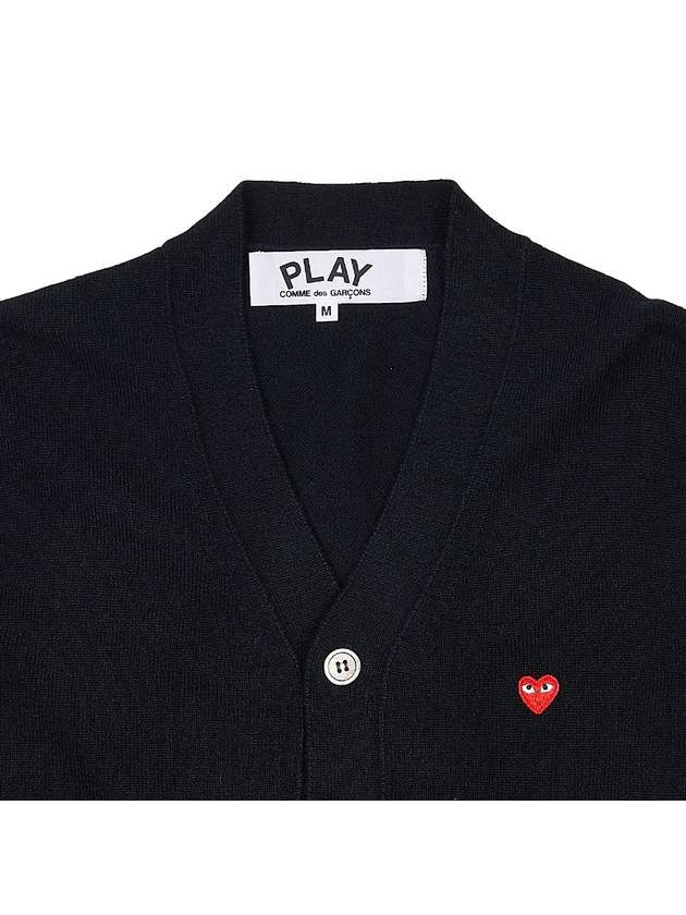 Men's Small Heart Patch Cardigan P1N080 BLACK - COMME DES GARCONS - BALAAN 3