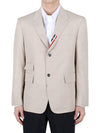 Typewriter Cloth Grosgrain Placket Sport Jacket Beige - THOM BROWNE - BALAAN 3