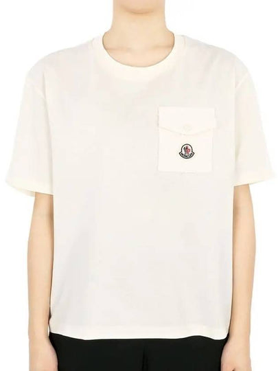 24 S S Women's Logo Patch Pocket Short Sleeve Ivory 8C00022 89AI9 034 - MONCLER - BALAAN 2