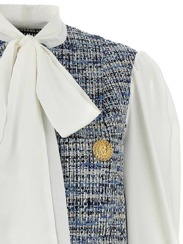 Tie Detailed Tweed Cropped Jacket - BALMAIN - BALAAN 4