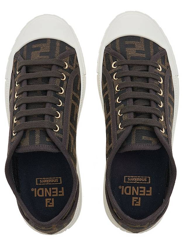 Domino FF Fabric Low Top Sneakers Brown - FENDI - BALAAN 7