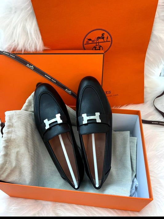 Paris Loafers Goatskin Palladium Noir - HERMES - BALAAN 2