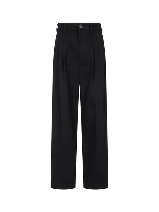 Men s Pleated Cotton Twill Pants Black 270950 - EMPORIO ARMANI - BALAAN 1