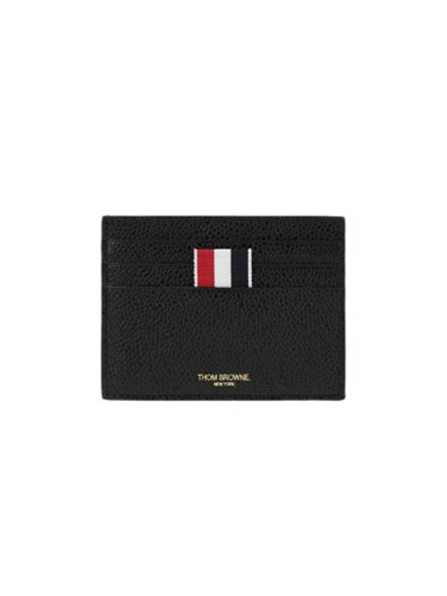 Pebble Grain Leather Stripe Note Compartment Card Wallet Black - THOM BROWNE - BALAAN 2