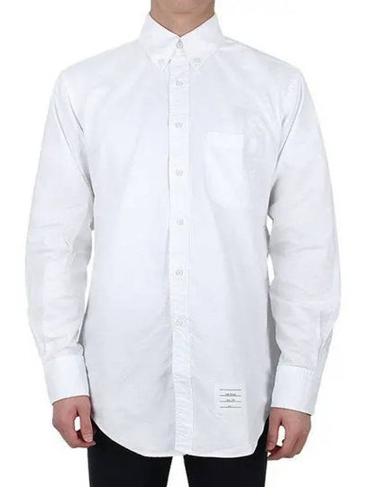 Men's Logo Patch Classic Cotton Long-Sleeve Shirt White - THOM BROWNE - BALAAN 2