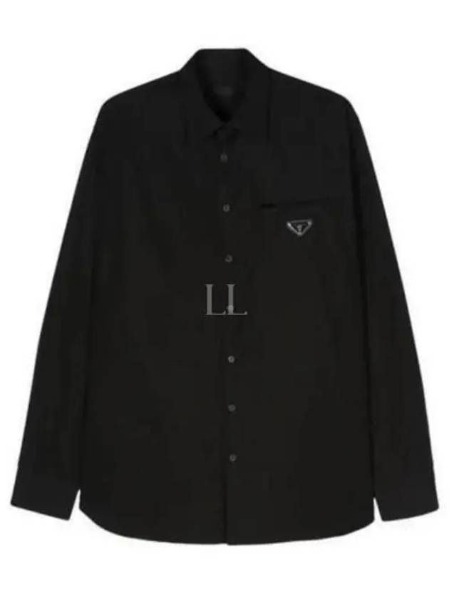 Cotton Long Sleeve Shirt Black - PRADA - BALAAN 2