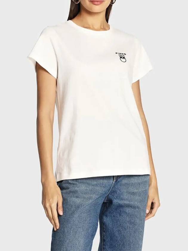 Women's Logo Round White Short Sleeve 1G173F Y7XK Z14BB - PINKO - BALAAN 2