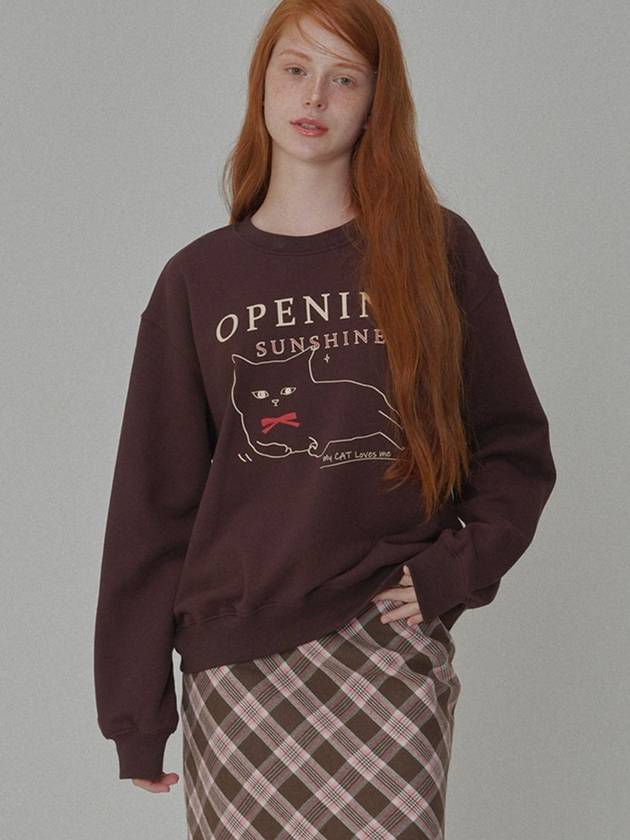 Kitten Printed Sweat Shirts Brown - OPENING SUNSHINE - BALAAN 2