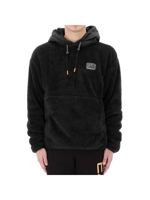 EA7 Logo Patch Polyester Hoodie Black - EMPORIO ARMANI - BALAAN 1