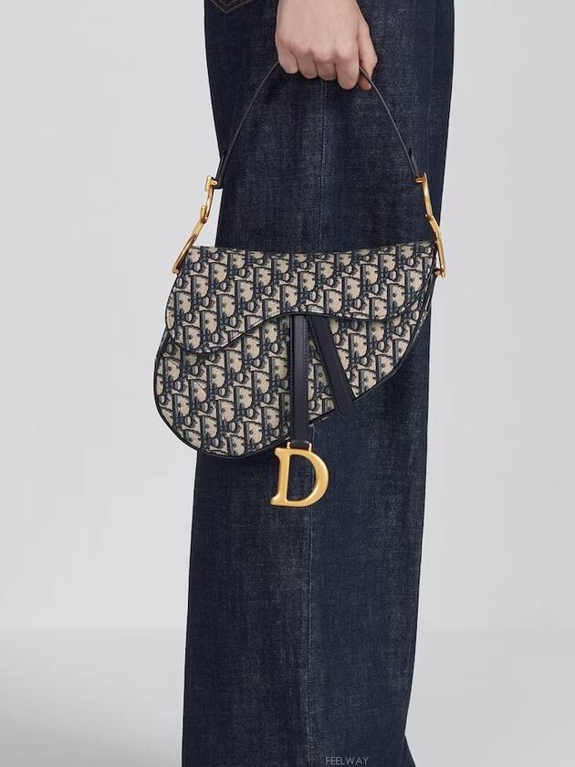 Saddle Oblique Jacquard Shoulder Bag Navy - DIOR - BALAAN 8