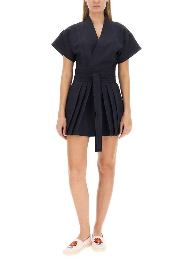 Mini Kimono Short Dress Midnight Blue - KENZO - BALAAN 2