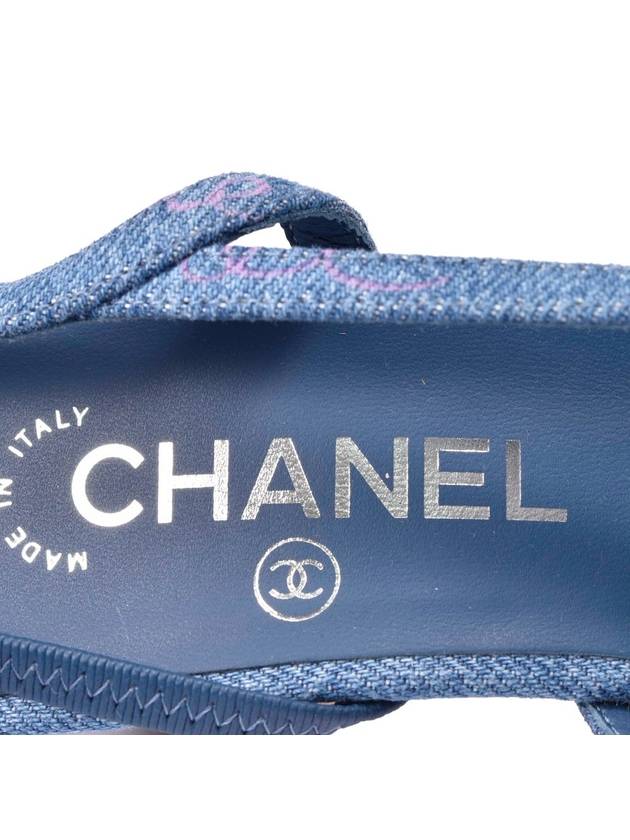 Women s unused mid heel denim slingback G31318 - CHANEL - BALAAN 4