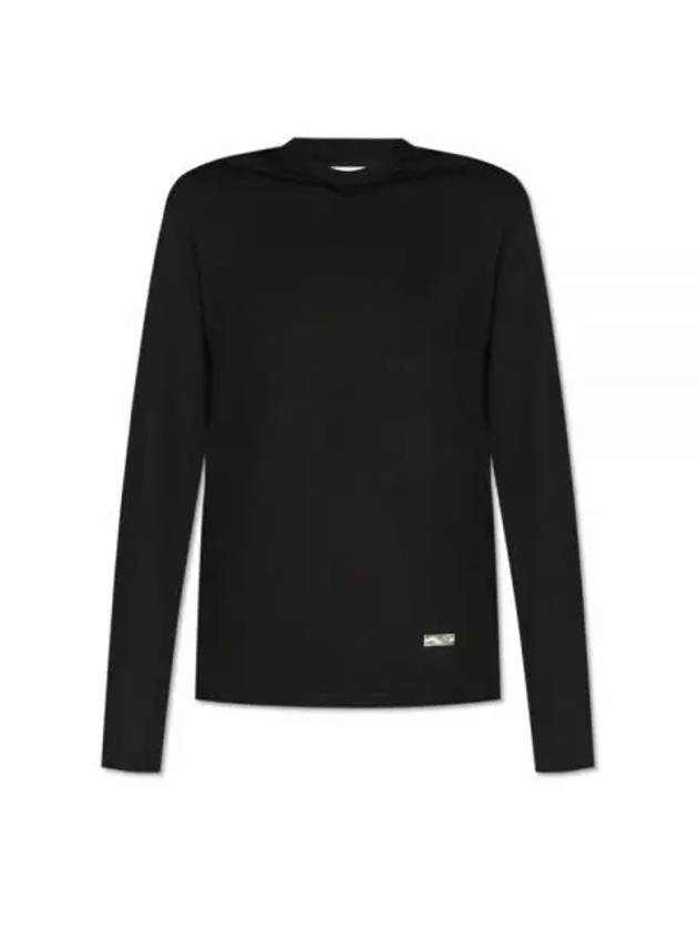 Logo Plaque Cotton Long Sleeve T-shirt Black - JIL SANDER - BALAAN 2