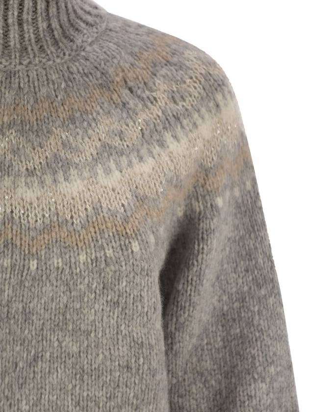 Jacquard high neck sweater in alpaca, wool and micropaillettes - PESERICO - BALAAN 4