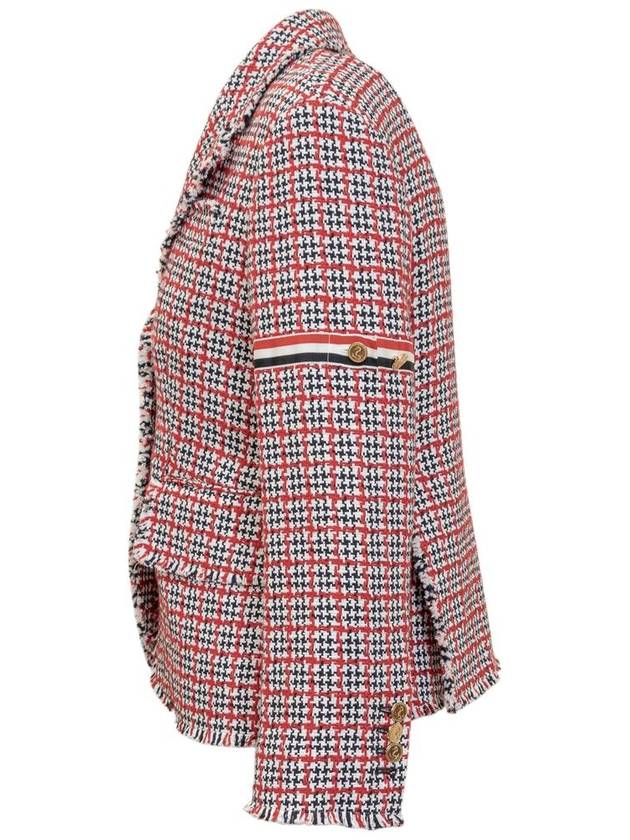 Check Pattern Tweed Jacket Red - THOM BROWNE - BALAAN 4