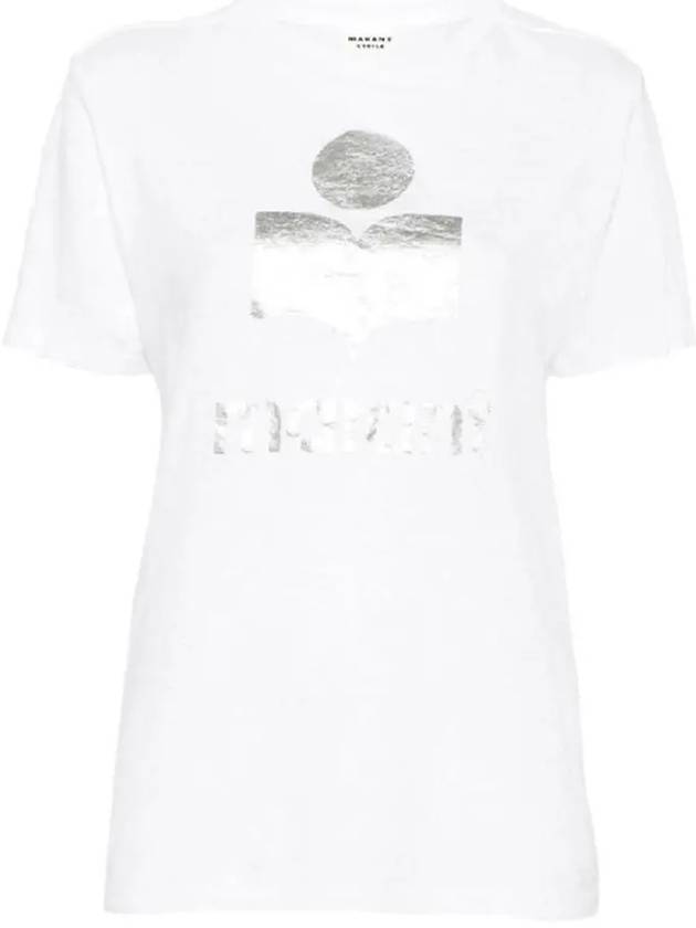 Zewel Logo Print Linen Short Sleeve T-Shirt White - ISABEL MARANT - BALAAN 2