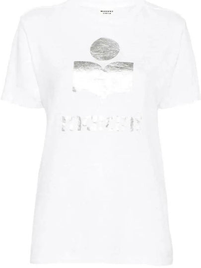 Zewel Logo Print Linen Short Sleeve T-Shirt White - ISABEL MARANT - BALAAN 2