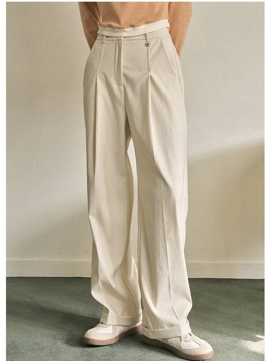 Crocus One Tuck Rollup Slacks Cream - MICANE - BALAAN 1