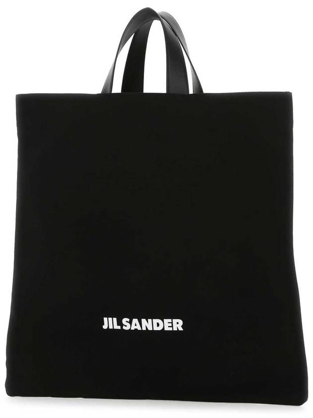 Logo Print Square Canvas Tote Bag Black - JIL SANDER - BALAAN 3