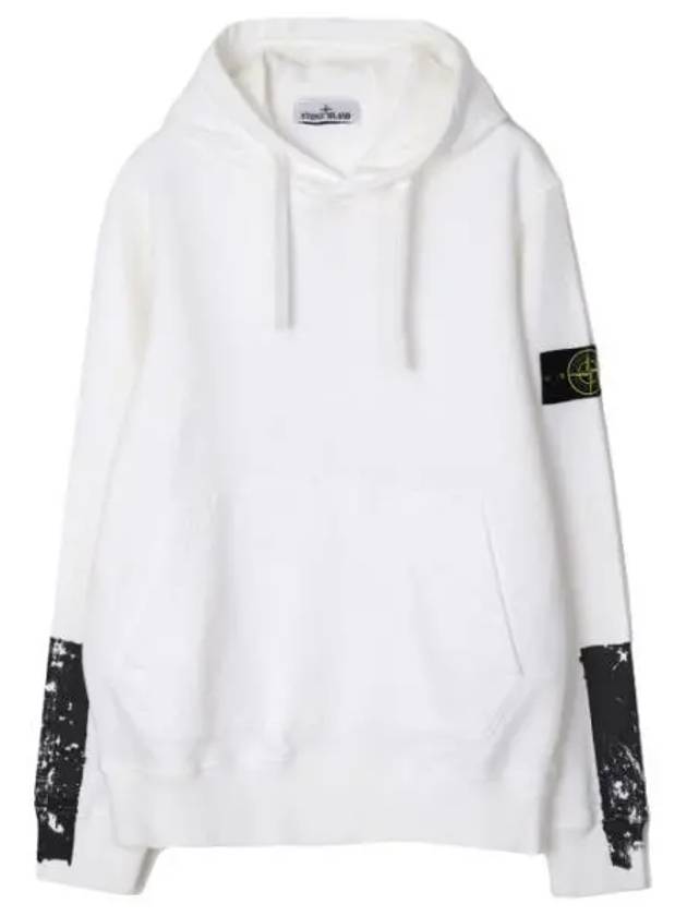 Tape Four Print Brushed Cotton Fleece Hoodie Regular Fit Men - STONE ISLAND - BALAAN 1