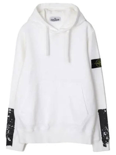 Tape Four Print Brushed Cotton Fleece Hoodie Regular Fit - STONE ISLAND - BALAAN 1