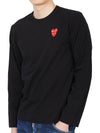 Play Double Heart Waffen Long Sleeve T-Shirt Black - COMME DES GARCONS - BALAAN 6