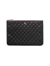 Large Classic Caviar Silver Logo Clutch Bag Black - CHANEL - BALAAN 1