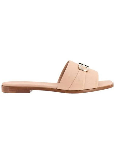 Gancini Leather Slippers Beige - SALVATORE FERRAGAMO - BALAAN 1