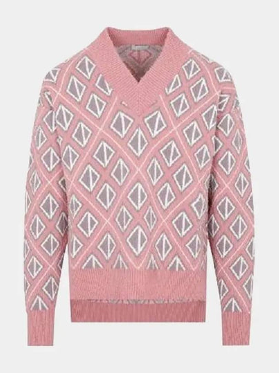 CD Diamond Motif Pattern Wool Knit Top Pink - DIOR - BALAAN 2