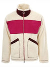 Heart Logo Fleece Fur Zip-Up Jacket Off-White Fuchsia - AMI - BALAAN 2