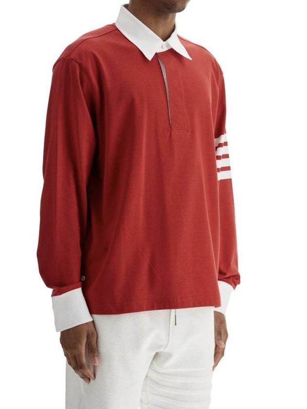 4-Bar Stripe Polo Shirt Red - THOM BROWNE - BALAAN 3