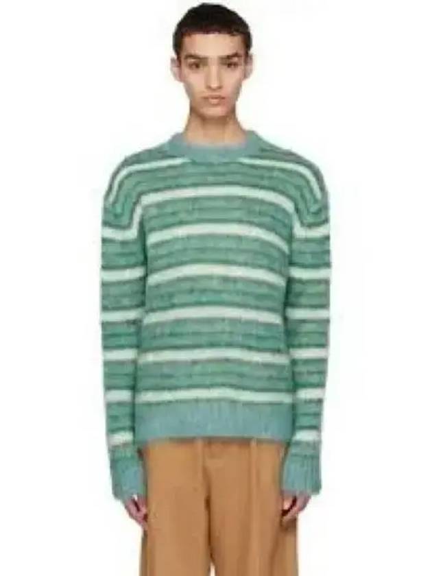 Striped Round Neck Knit Top Green - MARNI - BALAAN 2