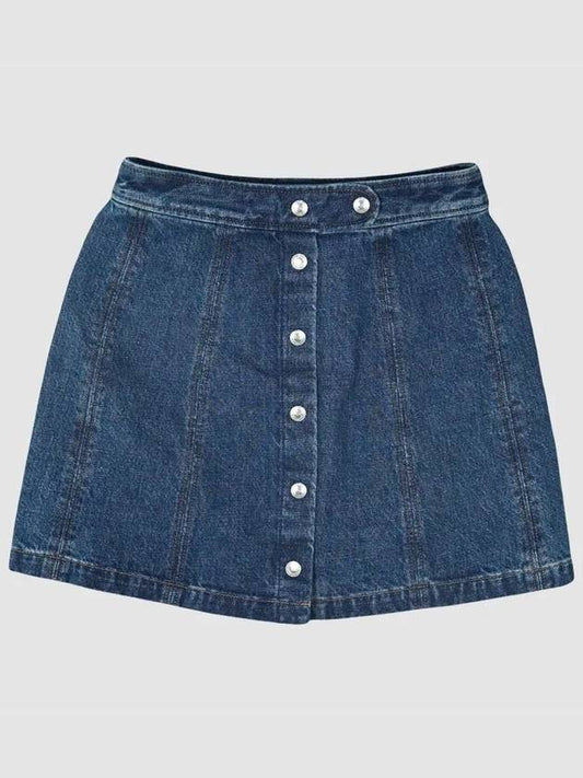 Women's Poppy Front Button Denim A-Line Skirt Blue - A.P.C. - BALAAN 2