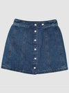 Women's Poppy Front Button Denim A-Line Skirt Blue - A.P.C. - BALAAN 3