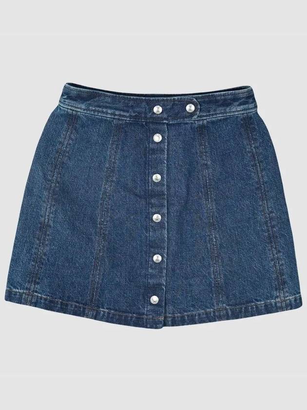 Women's Poppy Front Button Denim A-Line Skirt Blue - A.P.C. - BALAAN 3