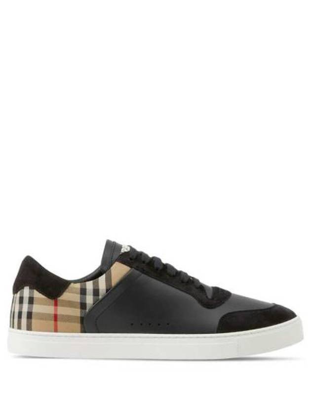 Checked Leather Suede Low Top Sneakers Black - BURBERRY - BALAAN 1