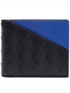 Intrecciato Two-Tone Half Wallet Black Blue - BOTTEGA VENETA - BALAAN 3