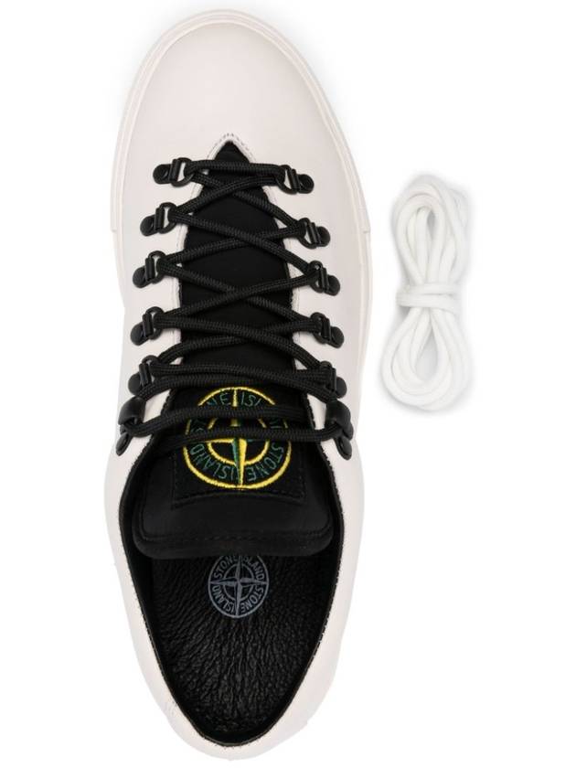 S0101 Logo Lace-Up Leather Low Top Sneakers White - STONE ISLAND - BALAAN 6