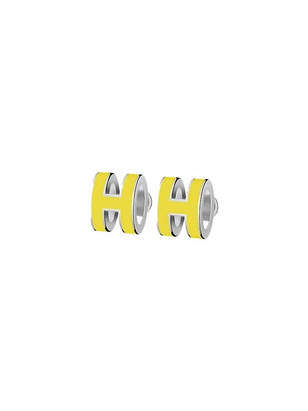 Mini Pop-Ache H Palladium Earrings New Lime - HERMES - BALAAN.