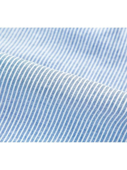 Cotton Blend Striped Crop Shirt Blue - CALLAITE - BALAAN 2