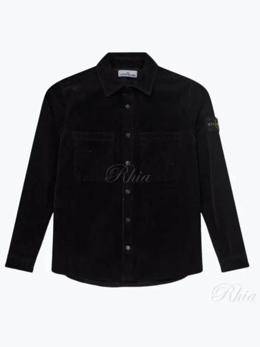 Cotton Corduroy 400 TC Over Long Sleeve Shirt  Black - STONE ISLAND - BALAAN 2