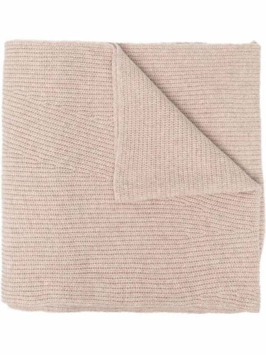 Ribbed Knit Wool Blend Muffler Sand - GANNI - BALAAN 1