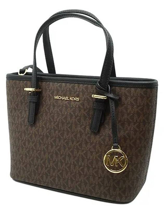 Signature two way mini women s tote bag 35T9GTVT0B BROWN BLK - MICHAEL KORS - BALAAN 2