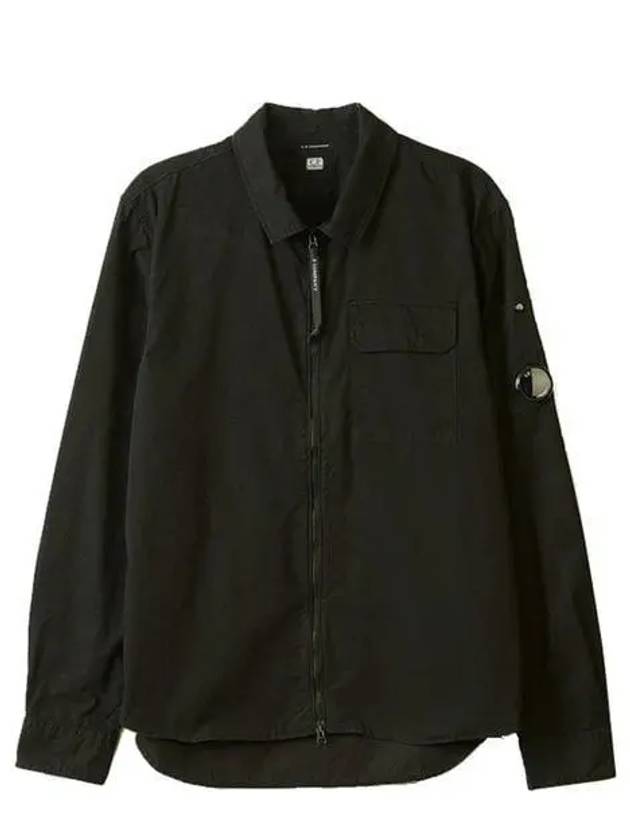 Gabardine Zip Up Long Sleeve Shirt Black - CP COMPANY - BALAAN 2