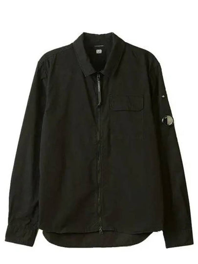 Gabardine Zip Up Long Sleeve Shirt Black - CP COMPANY - BALAAN 2