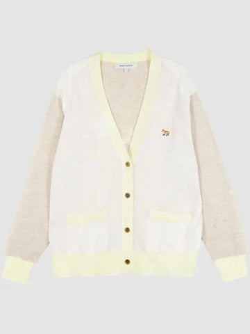 Women s Baby Fox color block cardigan ecru MW00 1062020 - MAISON KITSUNE - BALAAN 1