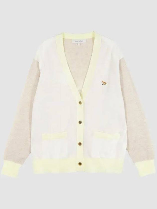 Women s Baby Fox color block cardigan ecru MW00 1062020 - MAISON KITSUNE - BALAAN 1