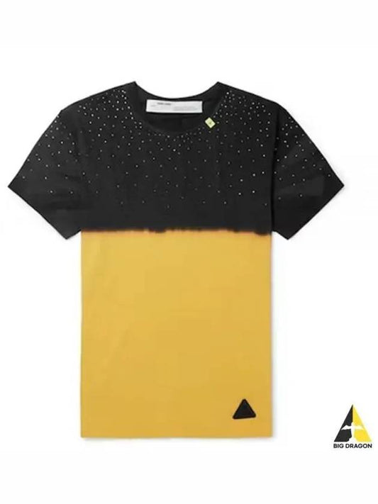 Men's Tye Dye Slim Short-Sleeved T-Shirt Black Yellow - OFF WHITE - BALAAN 2