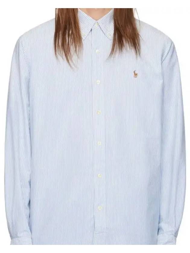 Embroidery Logo Striped Long Sleeve Shirt Light Blue - POLO RALPH LAUREN - BALAAN 2